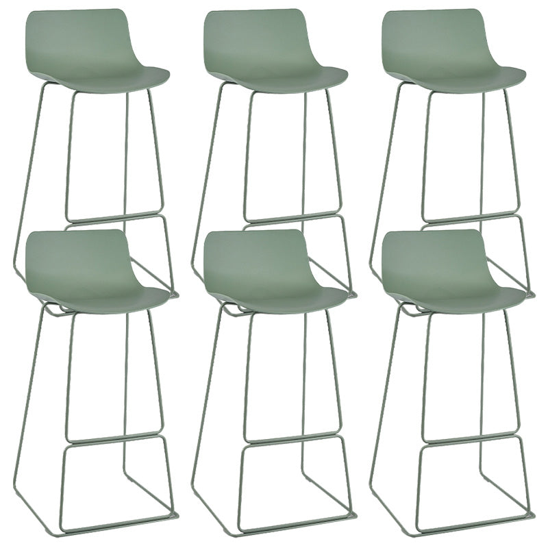 Scandinavian Low Back Bar Stool Plastic Stool with Metal Base