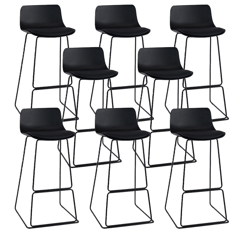 Scandinavian Low Back Bar Stool Plastic Stool with Metal Base