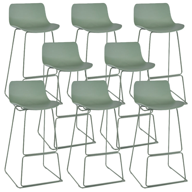 Scandinavian Low Back Bar Stool Plastic Stool with Metal Base