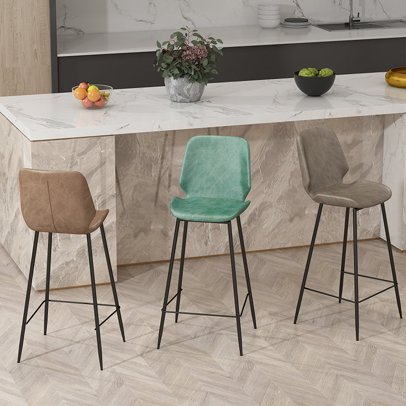 Contemporary Leather Counter Stool Armless Stool with Metal Legs