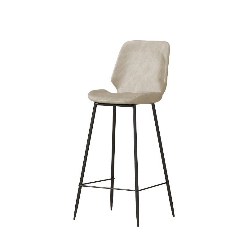 Contemporary Leather Counter Stool Armless Stool with Metal Legs