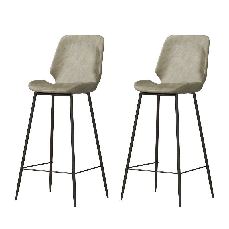 Contemporary Leather Counter Stool Armless Stool with Metal Legs