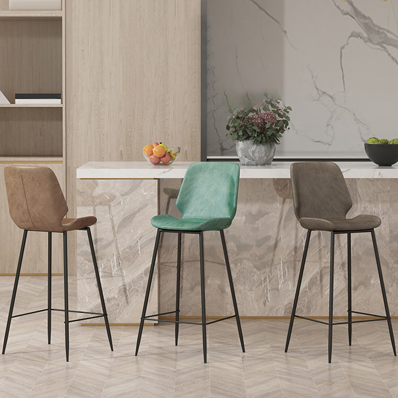Contemporary Leather Counter Stool Armless Stool with Metal Legs