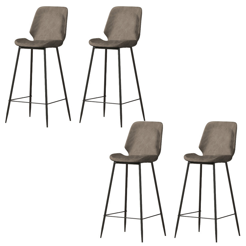 Contemporary Leather Counter Stool Armless Stool with Metal Legs