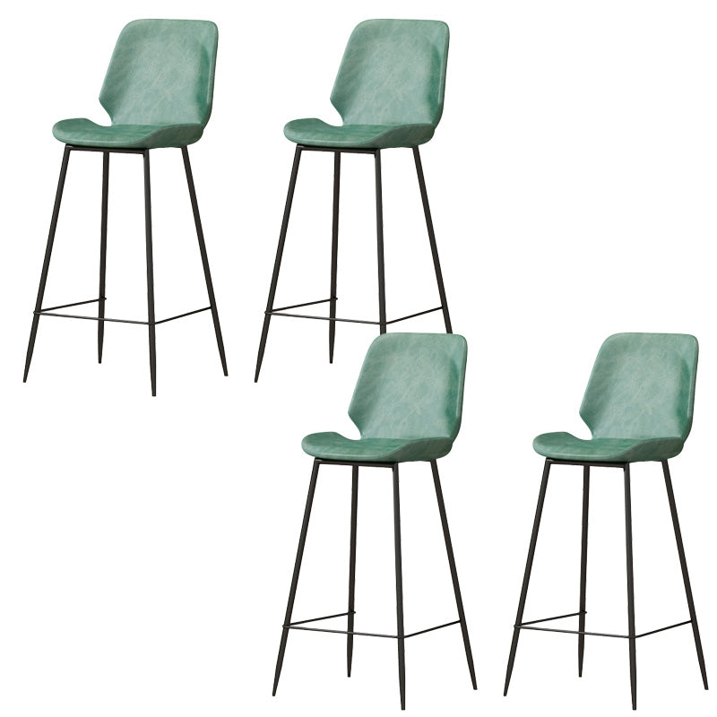 Contemporary Leather Counter Stool Armless Stool with Metal Legs