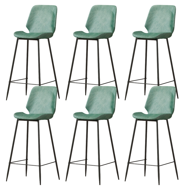 Contemporary Leather Counter Stool Armless Stool with Metal Legs