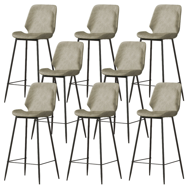 Contemporary Leather Counter Stool Armless Stool with Metal Legs