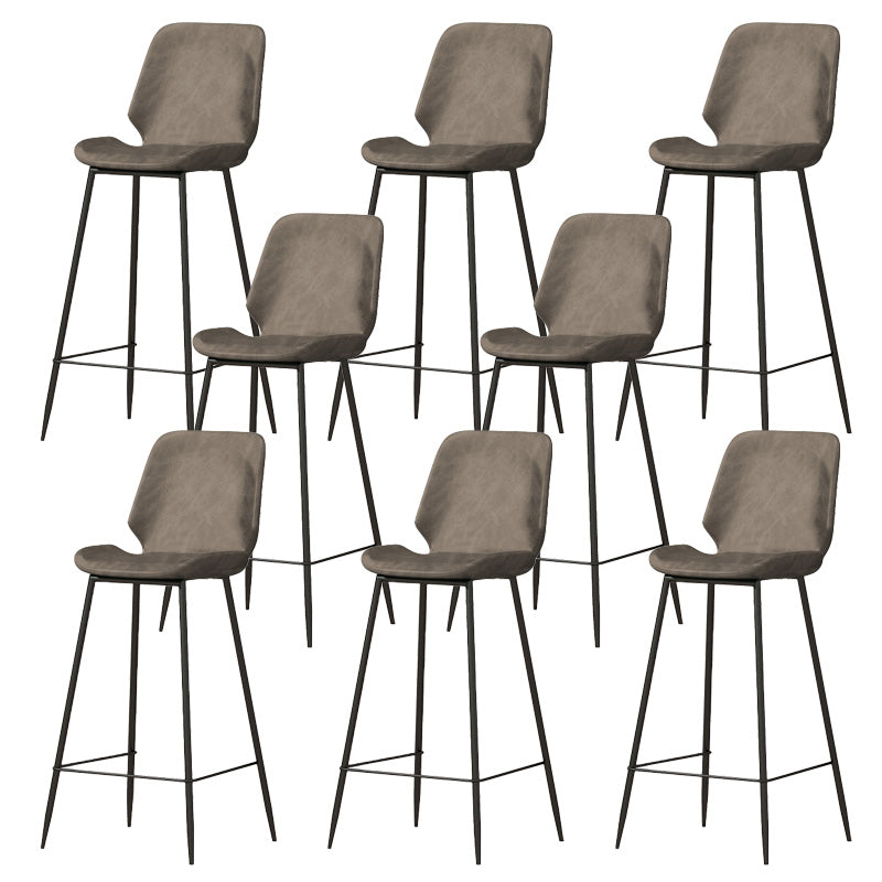 Contemporary Leather Counter Stool Armless Stool with Metal Legs