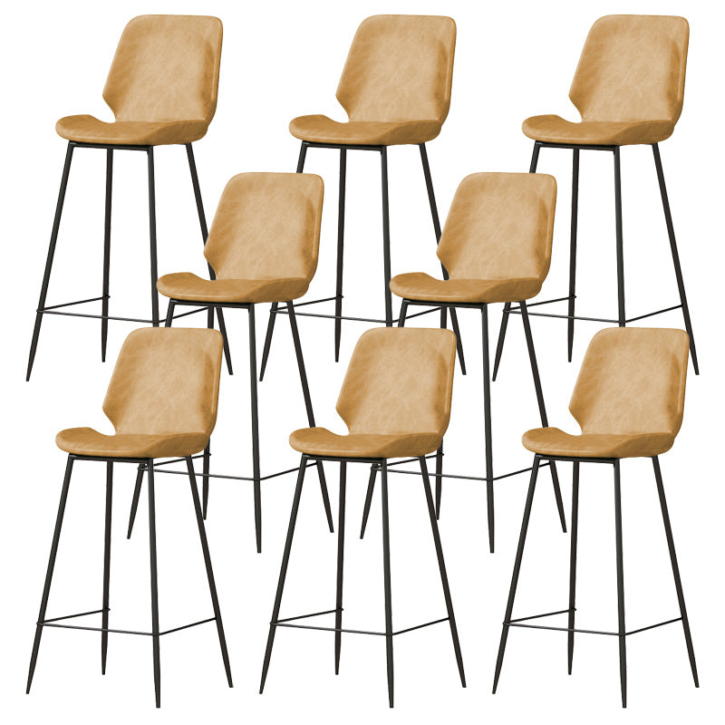 Contemporary Leather Counter Stool Armless Stool with Metal Legs