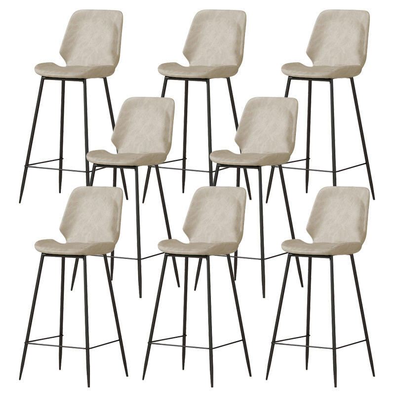Contemporary Leather Counter Stool Armless Stool with Metal Legs