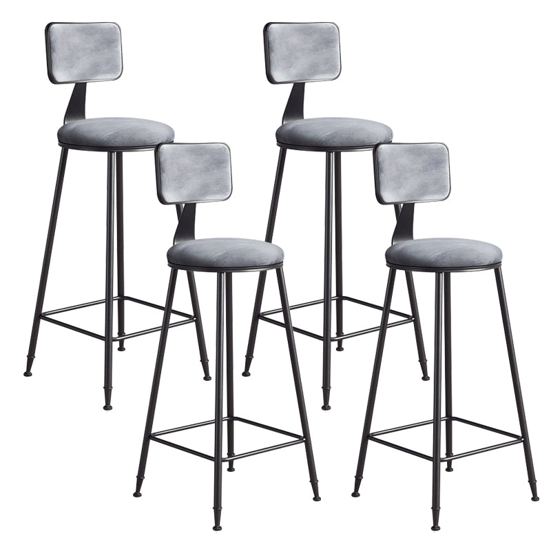 Modern Armless Backrest Counter Stool Iron Balcony Bar Stool with Cushion and Pedal