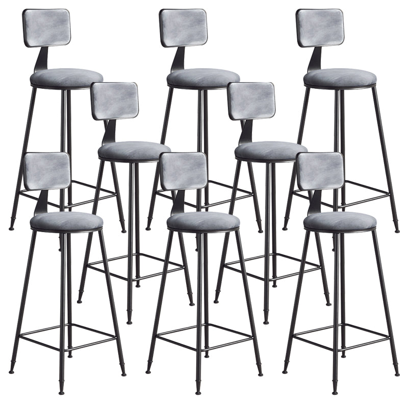 Modern Armless Backrest Counter Stool Iron Balcony Bar Stool with Cushion and Pedal