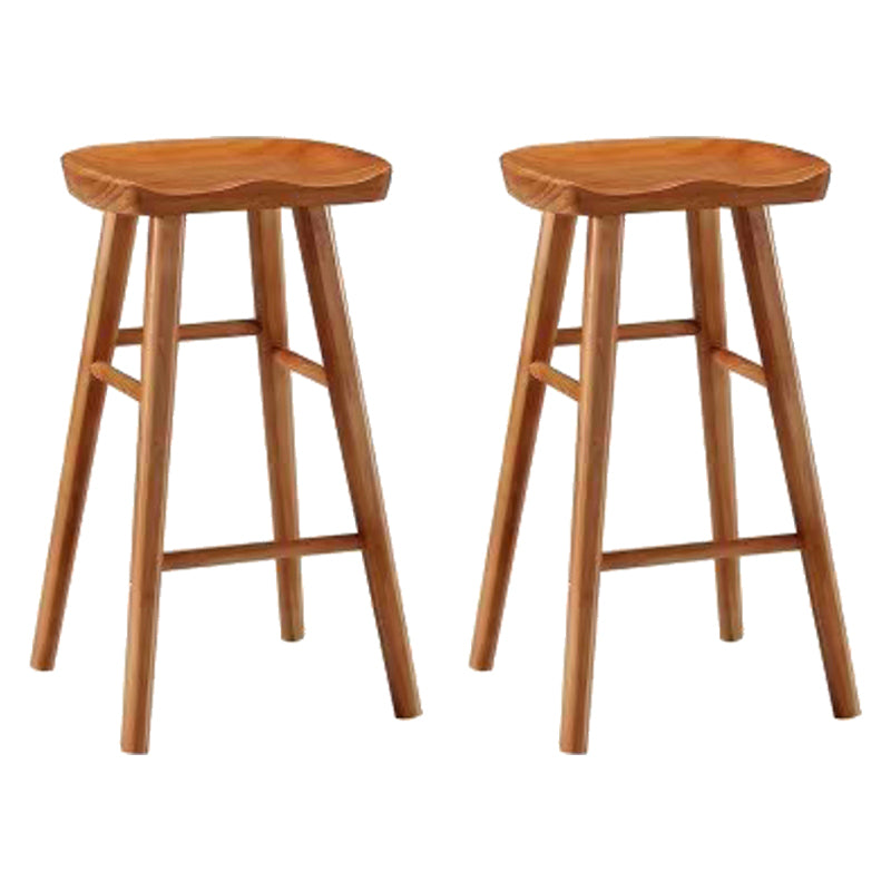 Industrial Counter High Stool Solid Wood Backless Bar Stool with 4 Legs
