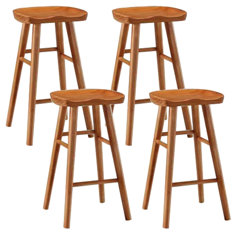 Industrial Counter High Stool Solid Wood Backless Bar Stool with 4 Legs