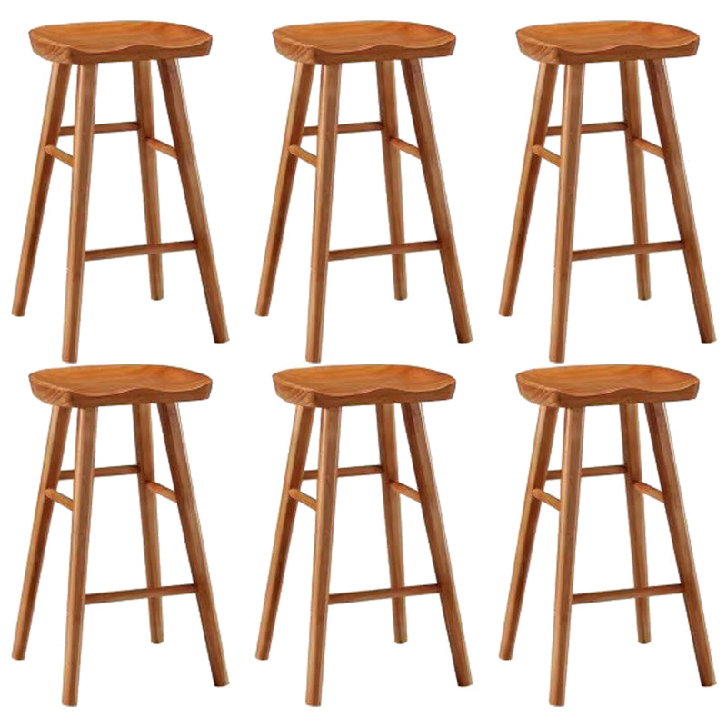 Industrial Counter High Stool Solid Wood Backless Bar Stool with 4 Legs