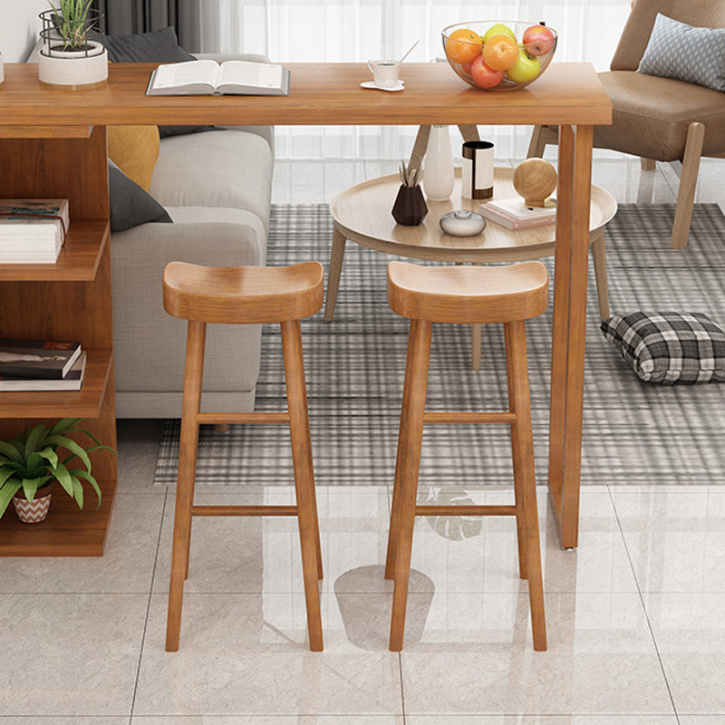 Industrial Counter High Stool Solid Wood Backless Bar Stool with 4 Legs