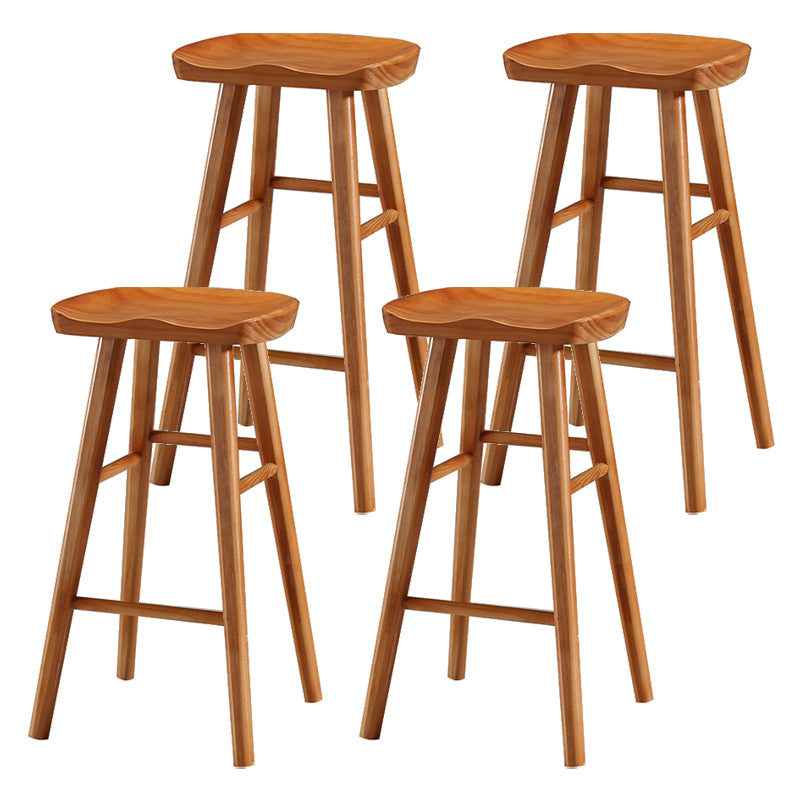 Modern Armless Backless Counter Stool Pine Wood Cafe Bar Stool with Pedal