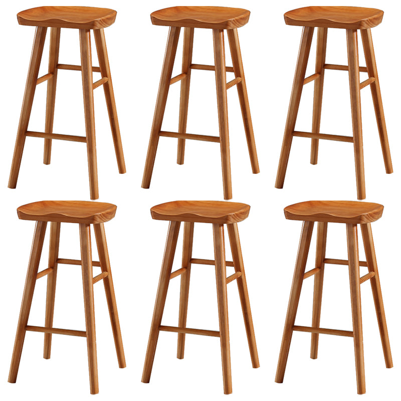 Modern Armless Backless Counter Stool Pine Wood Cafe Bar Stool with Pedal