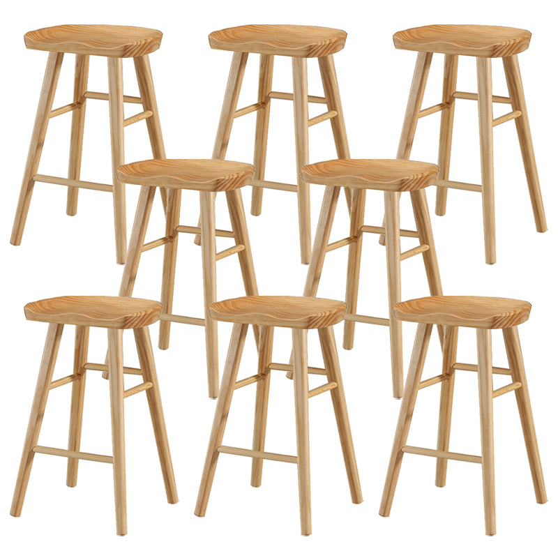 Modern Armless Backless Counter Stool Pine Wood Cafe Bar Stool with Pedal