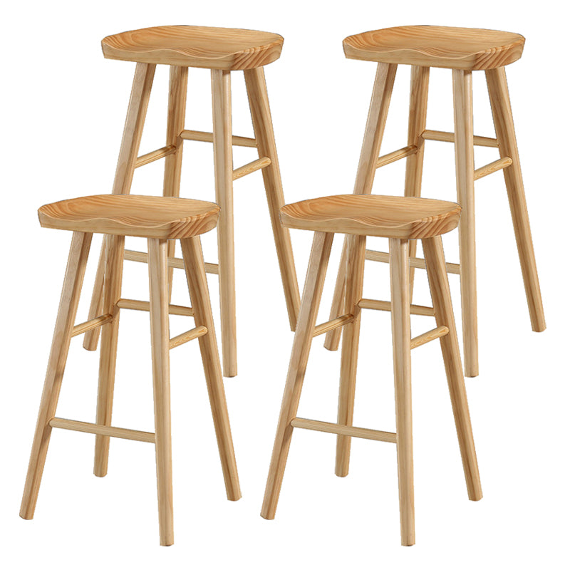 Modern Armless Backless Counter Stool Pine Wood Cafe Bar Stool with Pedal