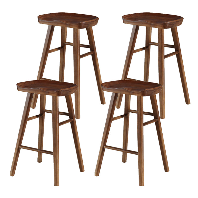 Modern Armless Backless Counter Stool Pine Wood Cafe Bar Stool with Pedal