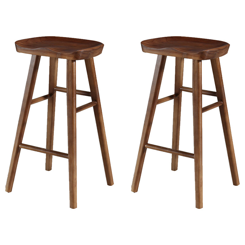 Modern Armless Backless Counter Stool Pine Wood Cafe Bar Stool with Pedal