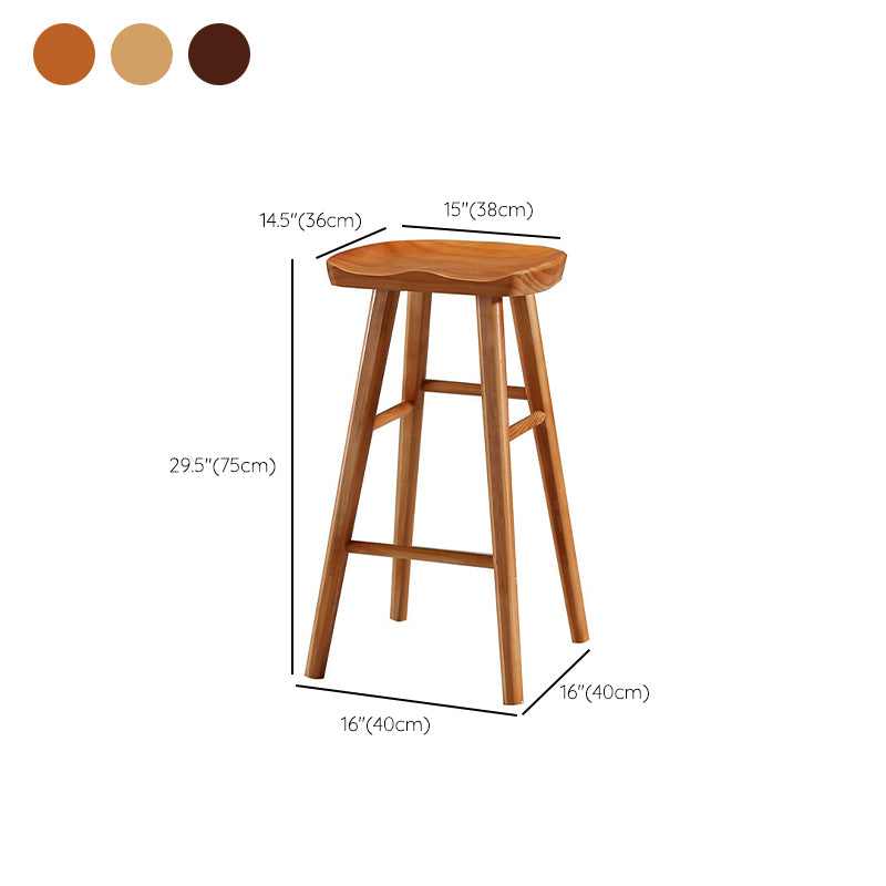 Modern Armless Backless Counter Stool Pine Wood Cafe Bar Stool with Pedal