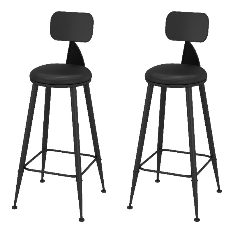 Contemporary Faux Leather Counter Stools Metal Bar Stools for Home Use
