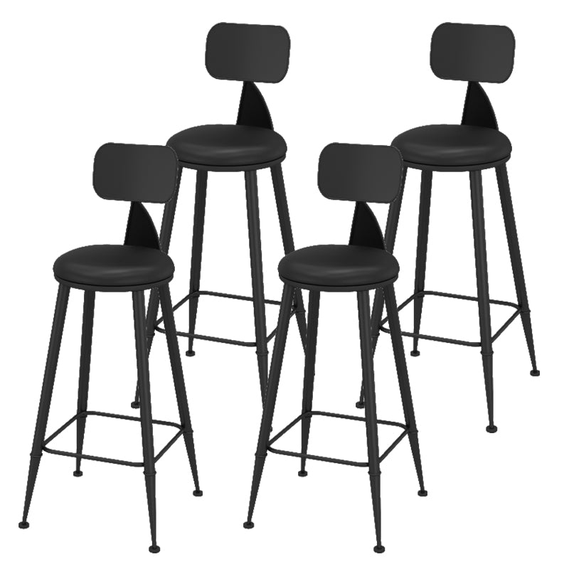 Contemporary Faux Leather Counter Stools Metal Bar Stools for Home Use