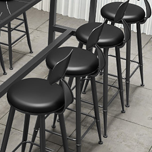 Contemporary Faux Leather Counter Stools Metal Bar Stools for Home Use