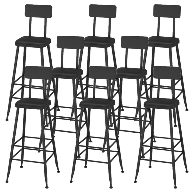 Contemporary Faux Leather Counter Stools Metal Bar Stools for Home Use