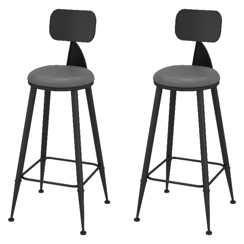 Contemporary Faux Leather Counter Stools Metal Bar Stools for Home Use