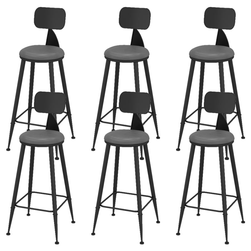 Contemporary Faux Leather Counter Stools Metal Bar Stools for Home Use