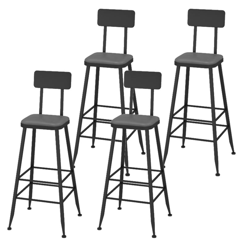 Contemporary Faux Leather Counter Stools Metal Bar Stools for Home Use
