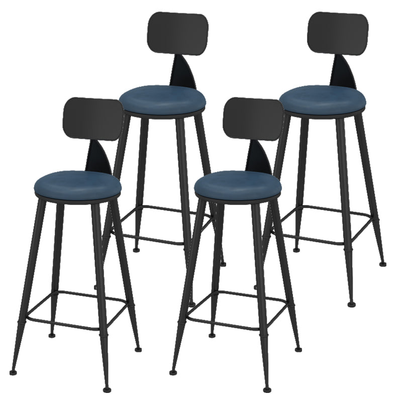 Contemporary Faux Leather Counter Stools Metal Bar Stools for Home Use