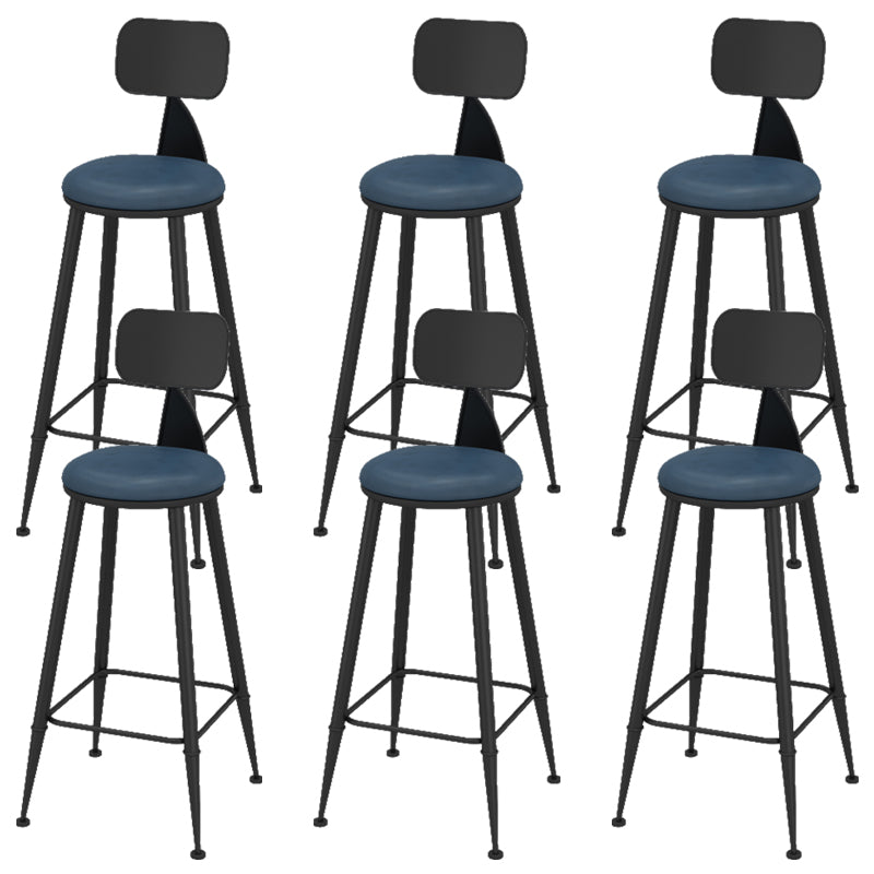 Contemporary Faux Leather Counter Stools Metal Bar Stools for Home Use