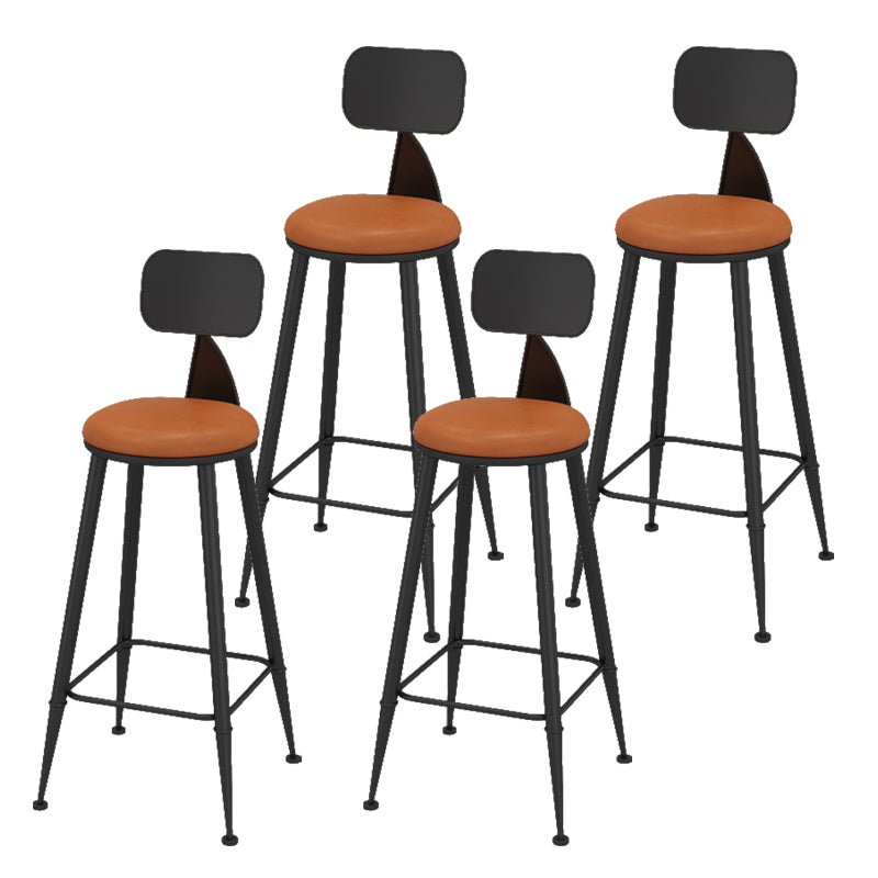 Contemporary Faux Leather Counter Stools Metal Bar Stools for Home Use
