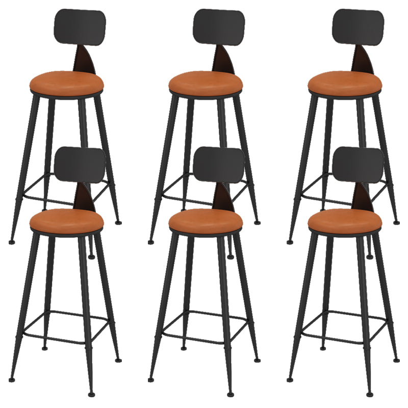 Contemporary Faux Leather Counter Stools Metal Bar Stools for Home Use