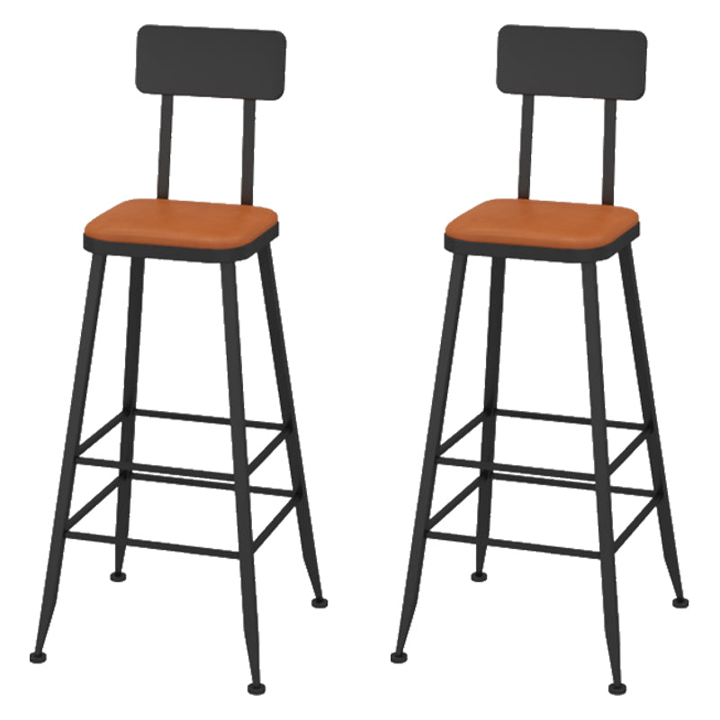 Contemporary Faux Leather Counter Stools Metal Bar Stools for Home Use