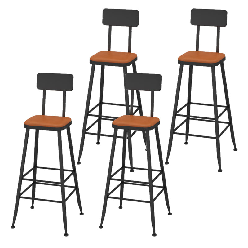 Contemporary Faux Leather Counter Stools Metal Bar Stools for Home Use