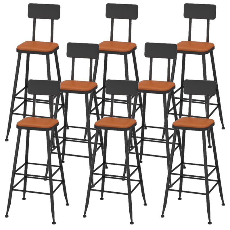 Contemporary Faux Leather Counter Stools Metal Bar Stools for Home Use