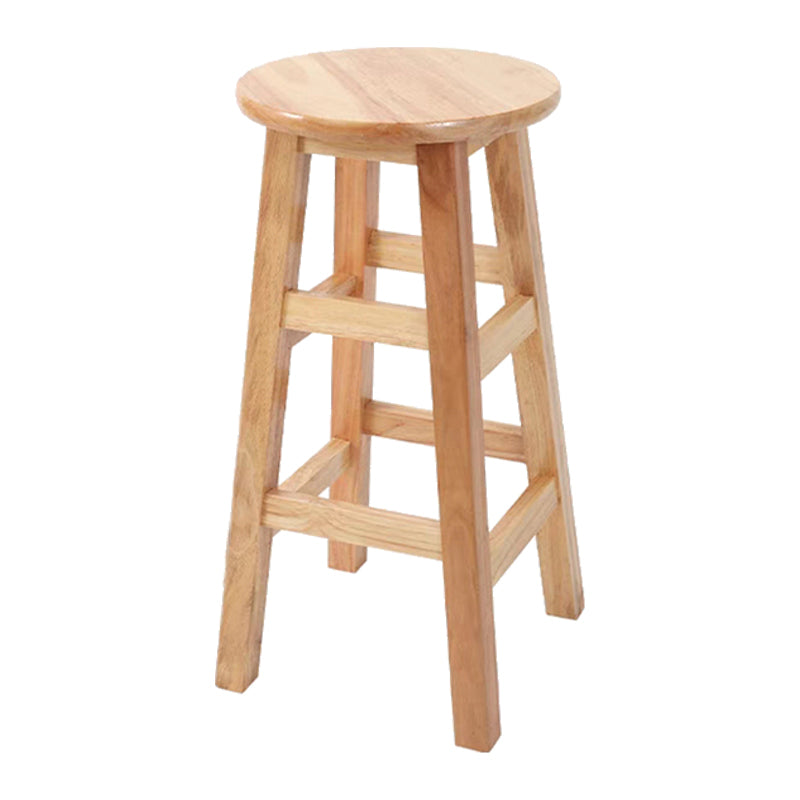 Industrial Armless Counter High Stool Solid Wood Backless Cafe Bar Stool with 4 Legs