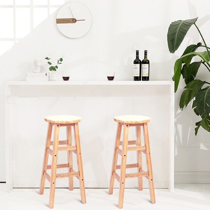 Industrial Armless Counter High Stool Solid Wood Backless Cafe Bar Stool with 4 Legs