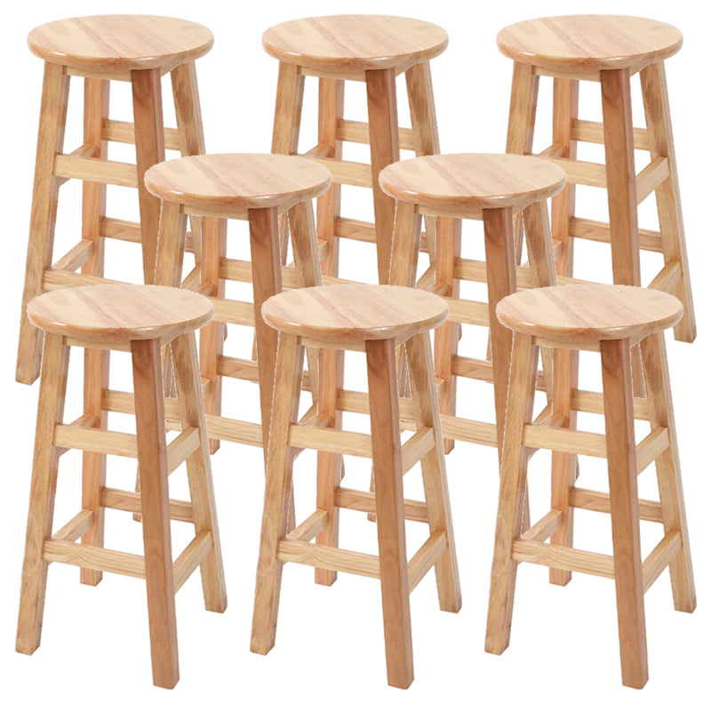Industrial Armless Counter High Stool Solid Wood Backless Cafe Bar Stool with 4 Legs