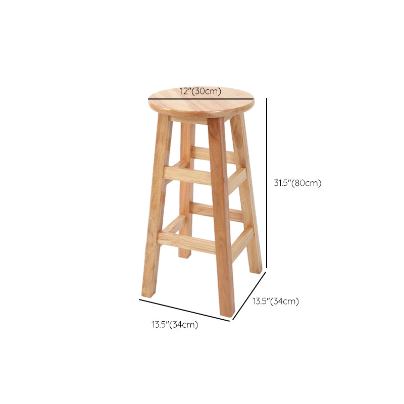 Industrial Armless Counter High Stool Solid Wood Backless Cafe Bar Stool with 4 Legs