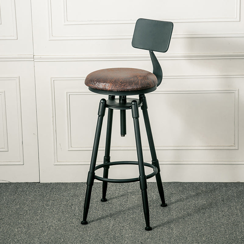 Industrial Armless Rotatable Counter Stool Iron Bar Stool with  Pedal