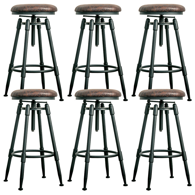 Industrial Armless Rotatable Counter Stool Iron Bar Stool with  Pedal