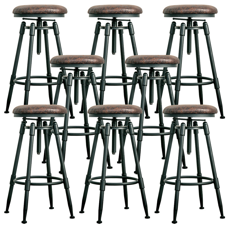 Industrial Armless Rotatable Counter Stool Iron Bar Stool with  Pedal