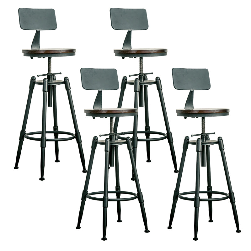 Industrial Armless Rotatable Counter Stool Iron Bar Stool with  Pedal
