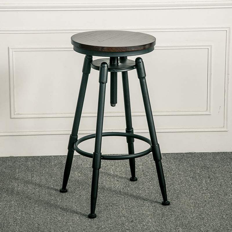 Industrial Armless Rotatable Counter Stool Iron Bar Stool with  Pedal